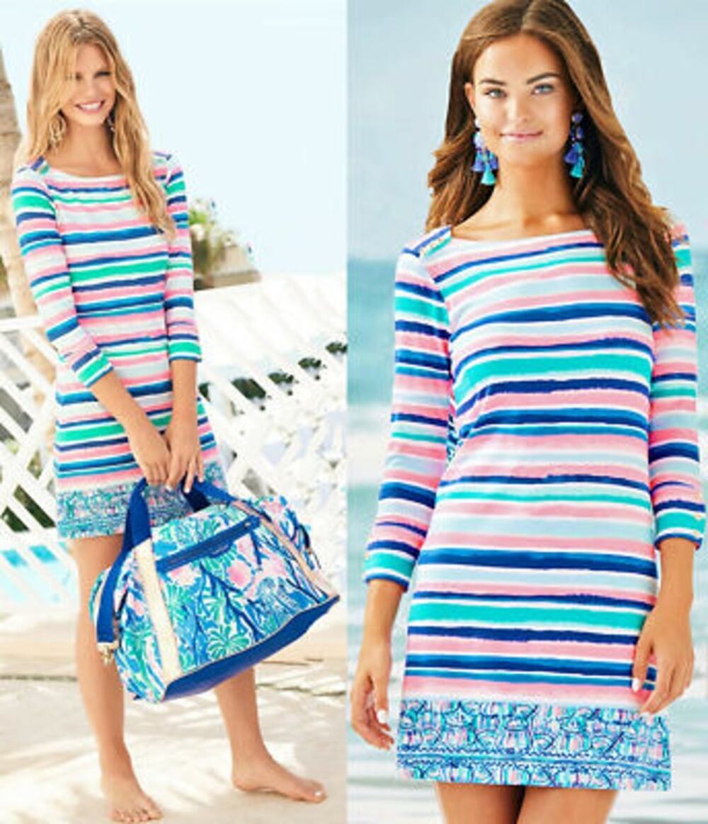 Lilly Pulitzer Sophie UPF 50 Sandy Shell Stripe Engineered Jersey Tunic Dress